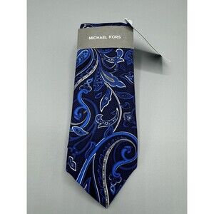 Michael Kors Men’s 100% Silk Classic Paisley Blue Neck Tie $70
